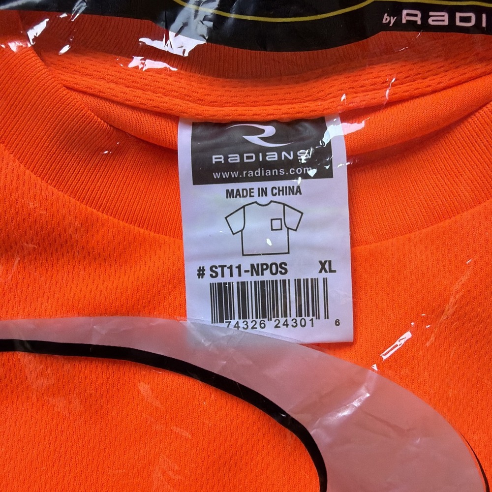 Radians ST11-NPOS-XL Non-Rated Short Sleeve XL Hi-Vis T-Shirt with Max-Dri - Picture 3 of 7